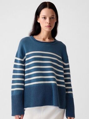 GAP 24/7 Split Hem Roll Neck Sweater - Indigo Blue - Medium